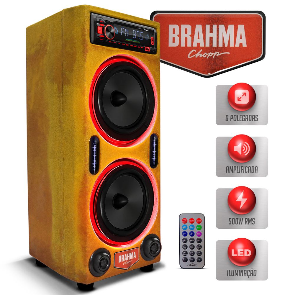 Caixa de Som Brahma 6” 500W RMS Led Neon - Connect Parts
